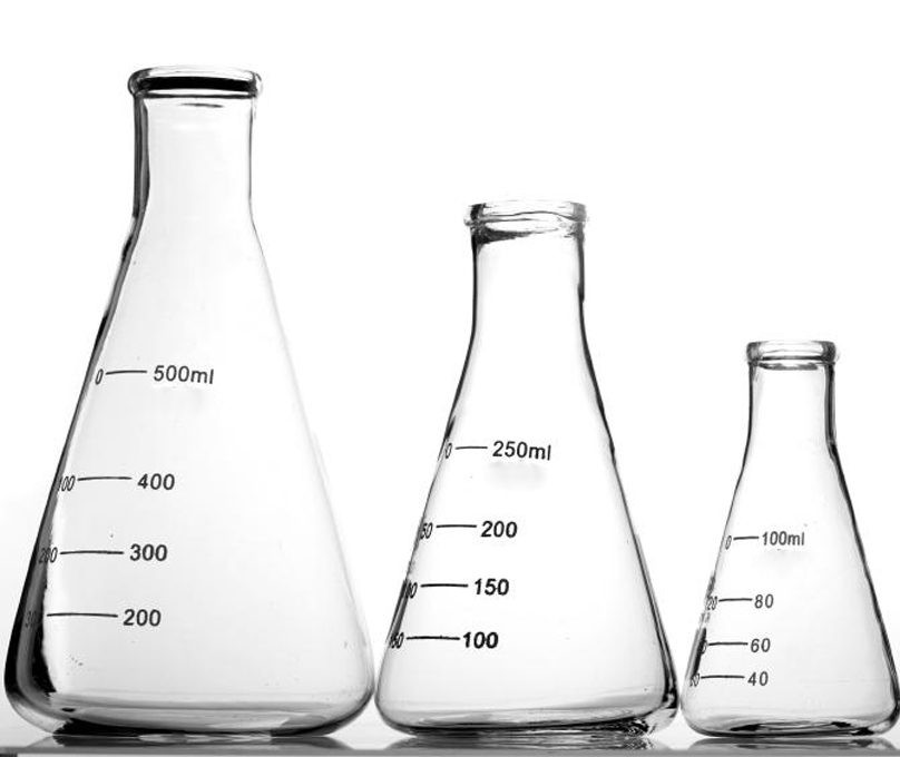 Erlenmeyer Flasks with rubber bung
